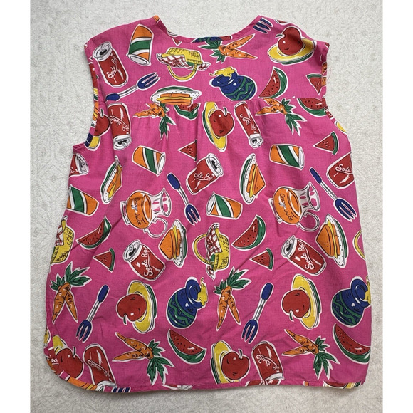 VTG MOON DANCE APRON SMOCK KITCHEN FUNKY SHIRT FRONT PEARL SNAP Sz 2XL - Picture 6 of 6